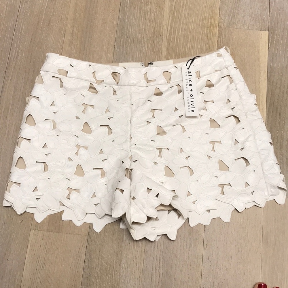 Alice and Olivia faux leather shorts